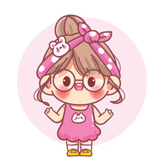 Cute girl explaining something cartoon character