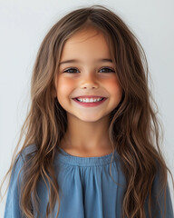 Fototapeta premium Charming close-up of a little girl with soft curls and a gentle expression, ideal for family, lifestyle,