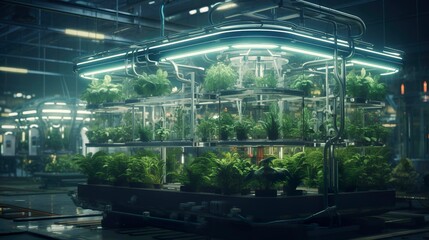 A photo of an urban greenhouse with automated