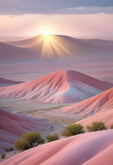  Landscape with Colored Mountains in the Rays of the Rising Sun