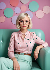 A Young Girl on the Couch in The Color Of Her Clothes Matching the Background