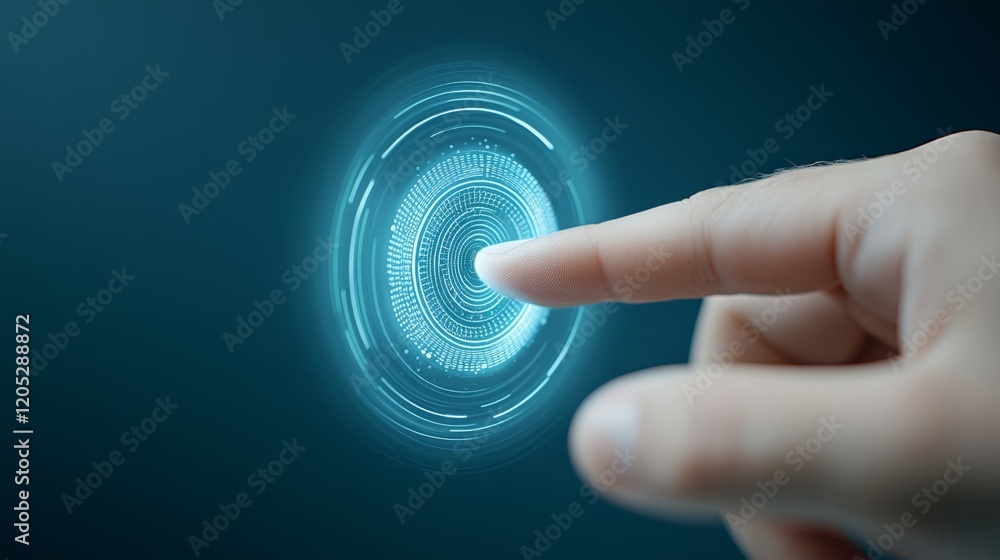 Poster finger activating biometric fingerprint scanner for secure identification and access control