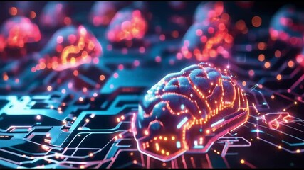 Brain network, mind connection. Artificial intelligence concept. Digital technology. Hologram data futuristic communication - Powered by Adobe