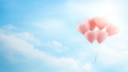 Fototapeta premium Beautiful display of pink balloons floating gracefully in the clear blue sky