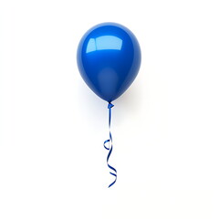 Blue balloon with ribbon isolated on a white background