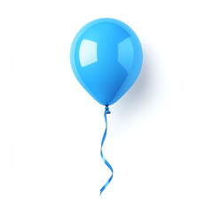 Blue balloon with ribbon isolated on a white background