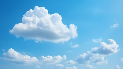 Vivid blue sky canvas decorated with majestic white clouds on sunny day luminous