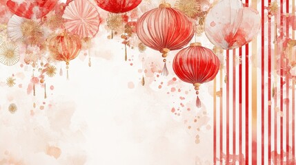 Watercolor of Happy Chinese New Year 2025,Year of the snake zodiac sign,Snake illustration and design,Asian elements gold paper cut style,Lunar new year concept,New Year card 2025.