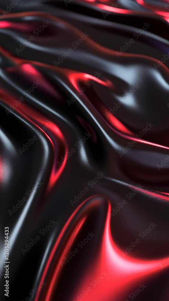 Poster smooth black and red fabric flows and creates elegant patterns on a surface during bright lighting