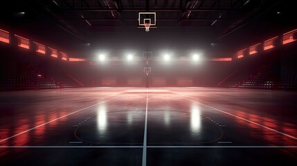 Obraz premium A photo of a basketball court with reflections