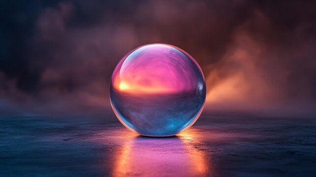 One translucent pastel orb glowing on a sleek dark backdrop  - Powered by Adobe