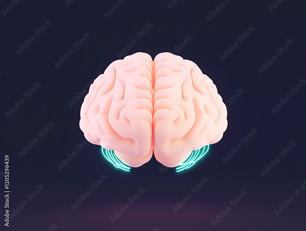 Poster exploring the intricacies of the human brain 3d visualization digital art virtual environment concep