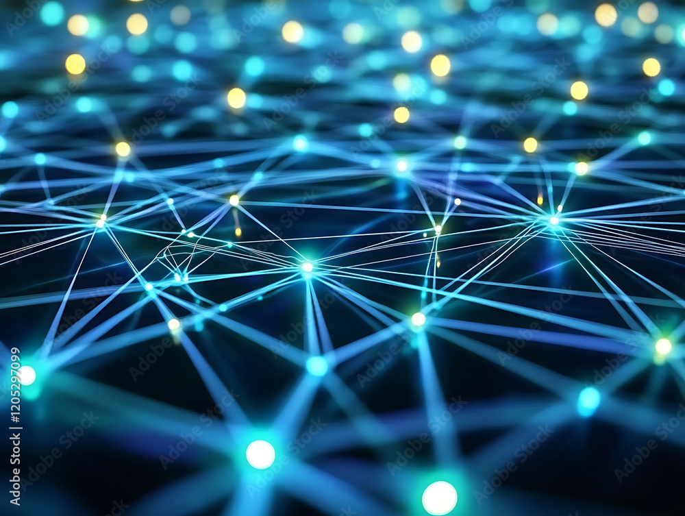 Poster exploring network connections digital realm abstract visuals high-tech environment aerial view innov