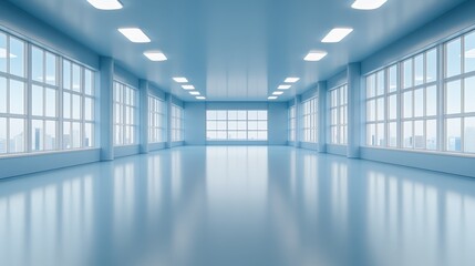 Fototapeta premium Modern urban room with expansive windows and breathtaking sky view