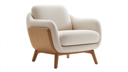 Fototapeta premium Scandinavian-style chair crafted with light wood, rounded edges, and a minimalist design, blending functionality and warmth