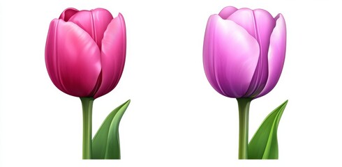 Fototapeta premium Watercolor illustration of a lovely floral set with spring tulip flowers.