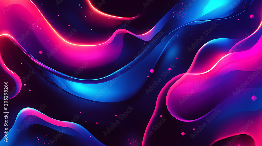 Aufkleber dynamic neon waves abstract space digital art vibrant environment close-up colorful flowing design
