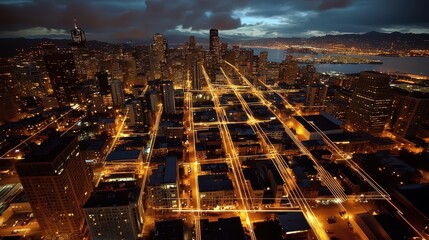 A glowing energy grid map overlaying a bustling city, illustrating the intersection of technology and urban life in a vibrant visual narrative.