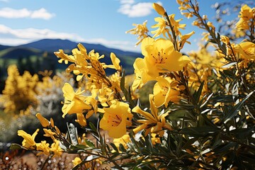 The bright yellow of a gorse bush in bloom
