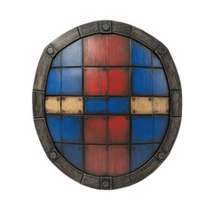 Fototapeta premium Decorative shield with vibrant color panels. transparent background isolated png