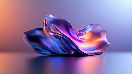 Obraz premium Abstract Iridescent Fluid Sculpture: A Symphony of Color and Form