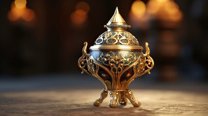 A photo of a decorative Islamic incense burner.