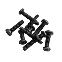 Collection of black screws for various uses transparent background isolated png