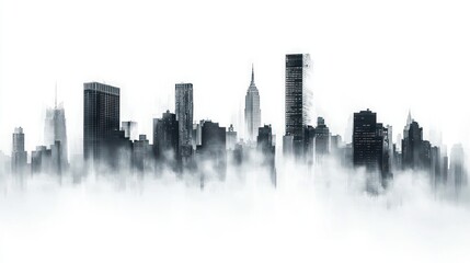 Obraz premium Mysterious Manhattan: A City in the Clouds