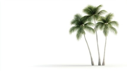 Obraz premium Three palm trees against a minimalistic white background.