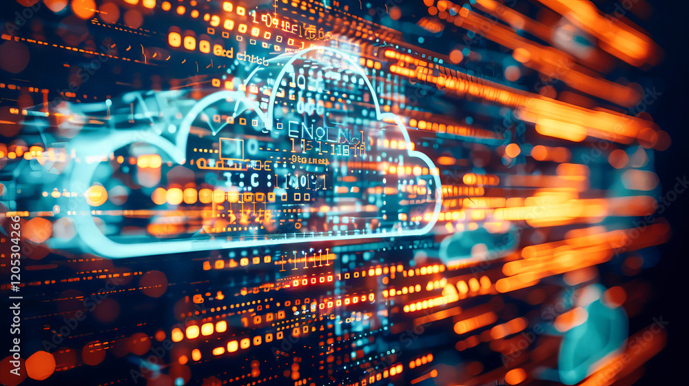 Poster digital information technology abstract background. cloud storage and computing concept.