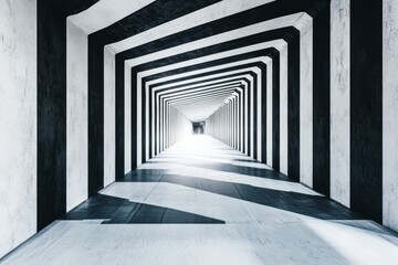 Futuristic minimalist architecture  a study of geometric lines and stark black and white surfaces