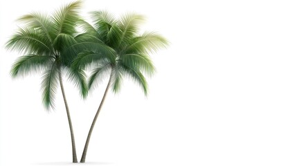 Obraz premium Two palm trees with lush green leaves on a white background.