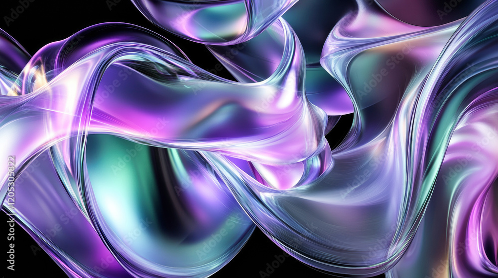Poster abstract structure of smooth translucent curved shapes
