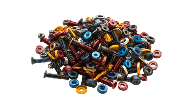 A vibrant pile of mechanical components transparent background isolated png