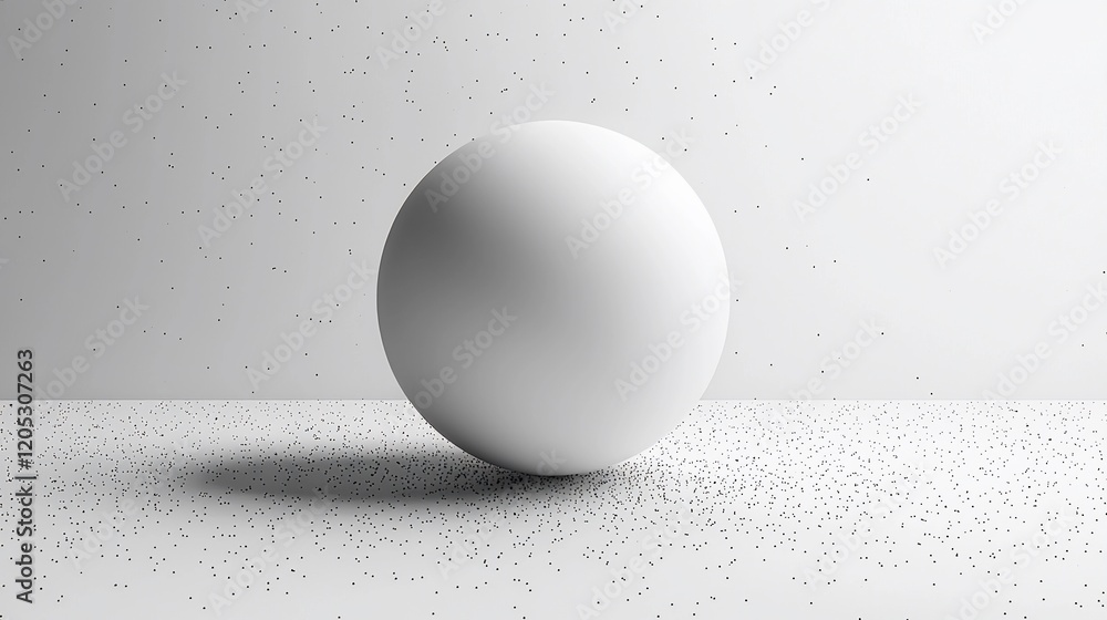 Poster white sphere on textured white surface.