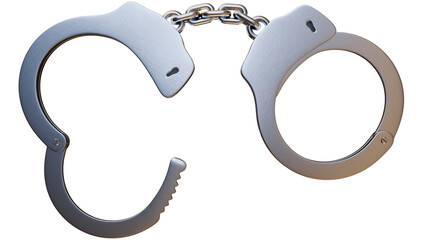 Opened Handcuffs. crime, punishment and prison concept. Transparent PNG background 3D illustration