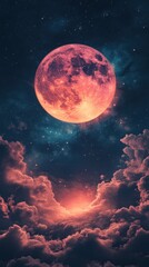 moon and clouds, unique phone wallpaper