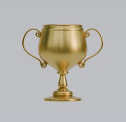 Golden trophy cups stand realistic style, on white background