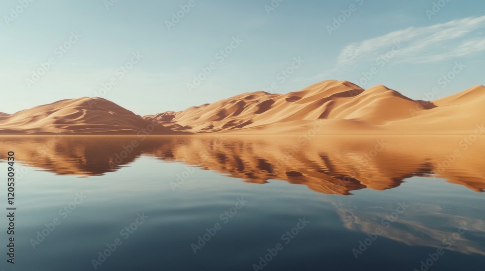 Poster Desert Dunes Reflected in Calm Water