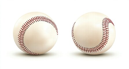 Two baseballs with red stitching on the white surface