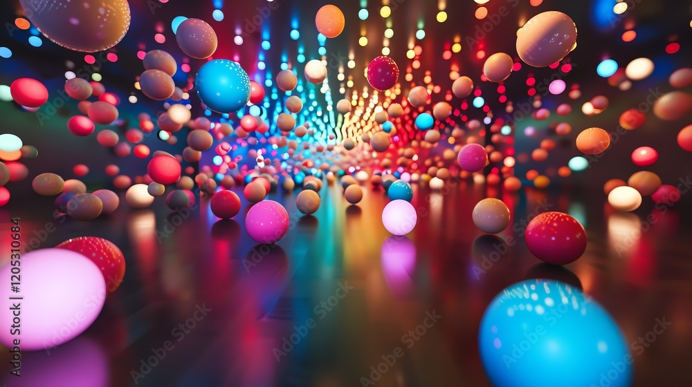 Poster 3d rendering. abstract background with colorful balls.