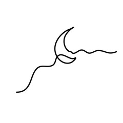 One continuous line drawing of moon