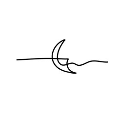 One continuous line drawing of moon