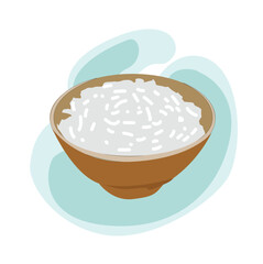 rice bowl with wooden bowl