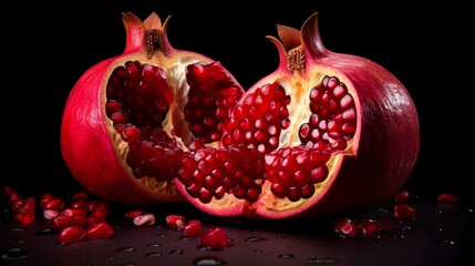 A photo of a pomegranate split open