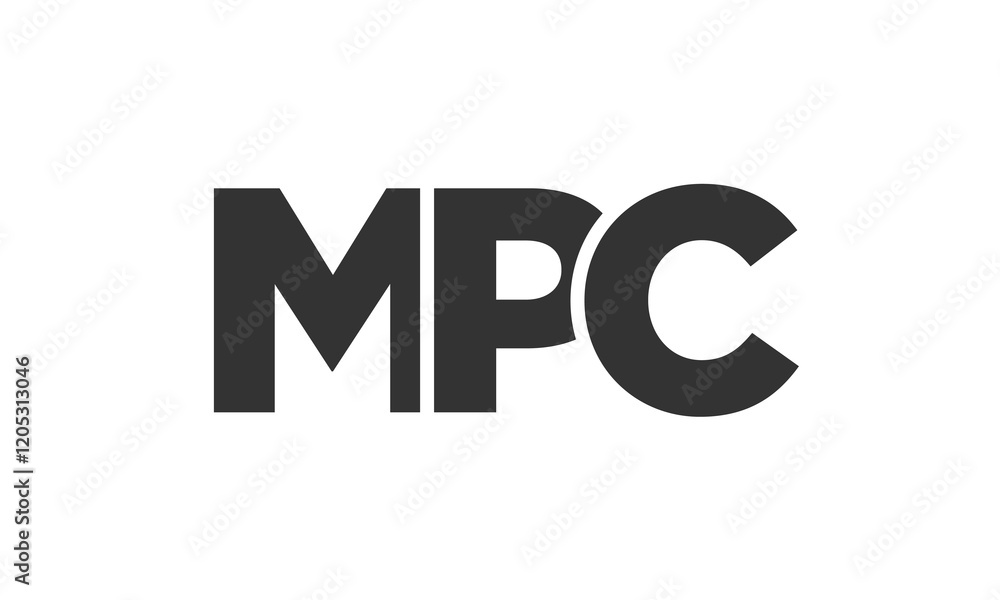 Poster mpc logo design template with strong and modern bold text. initial based vector logotype featuring s