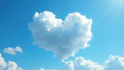 Heart-shaped cloud formation against vibrant blue sky , soft, background