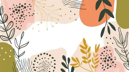 Abstract Floral Frame: A Modern Botanical Illustration