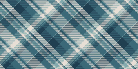 Stylish teal and offwhite diagonal plaid pattern.  Perfect for textile designs, website backgrounds, or fashion projects. Seamless repeat for versatile use.  Modern and sophisticated aesthetic.