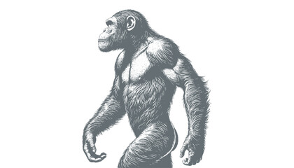 chimpanzee vector  | chimpanzee illustration | chimpanzee silhouette | chimpanzee tattoo | chimpanzee engraving | chimpanzee drawing	